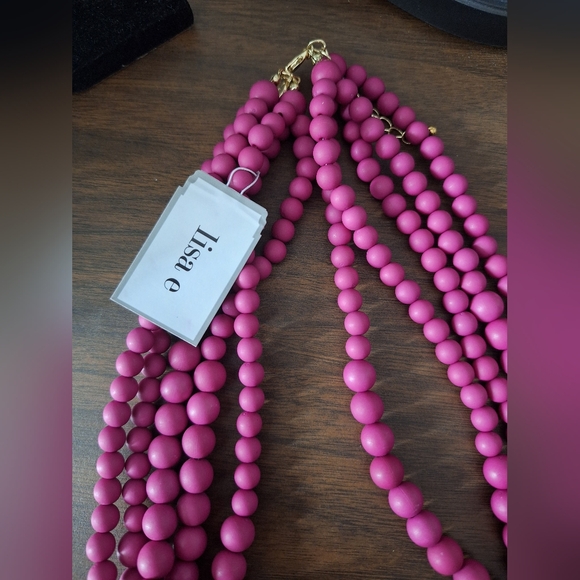 Lisa e magenta statement necklace 5 strand pink necklace - Picture 2 of 4